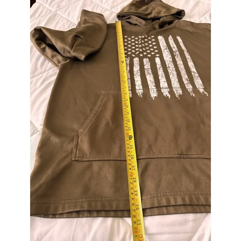 Rothco Hoodie Mens 2XL Brown with White US Flag Pullover Sweater - Picture 4 of 13